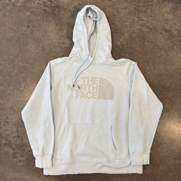 Vintage Y2K The North Face Baby Blue Hoodie Pullover Sweatshirt Women's L - Picture 1 of 5
